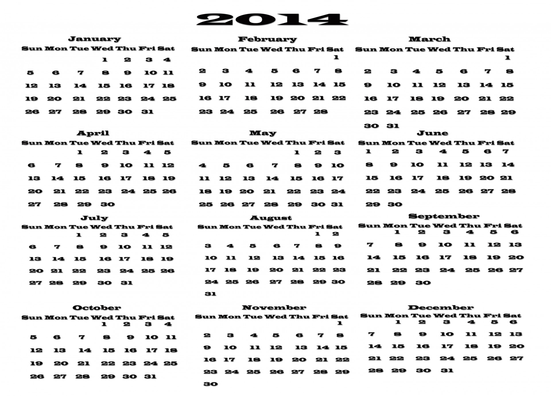 2014 calendar vector free photo