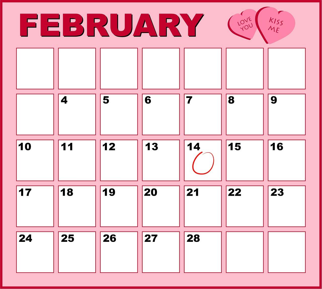 calendar pink february free photo