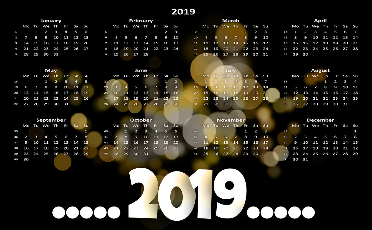 calendar  new year's day  2019 free photo