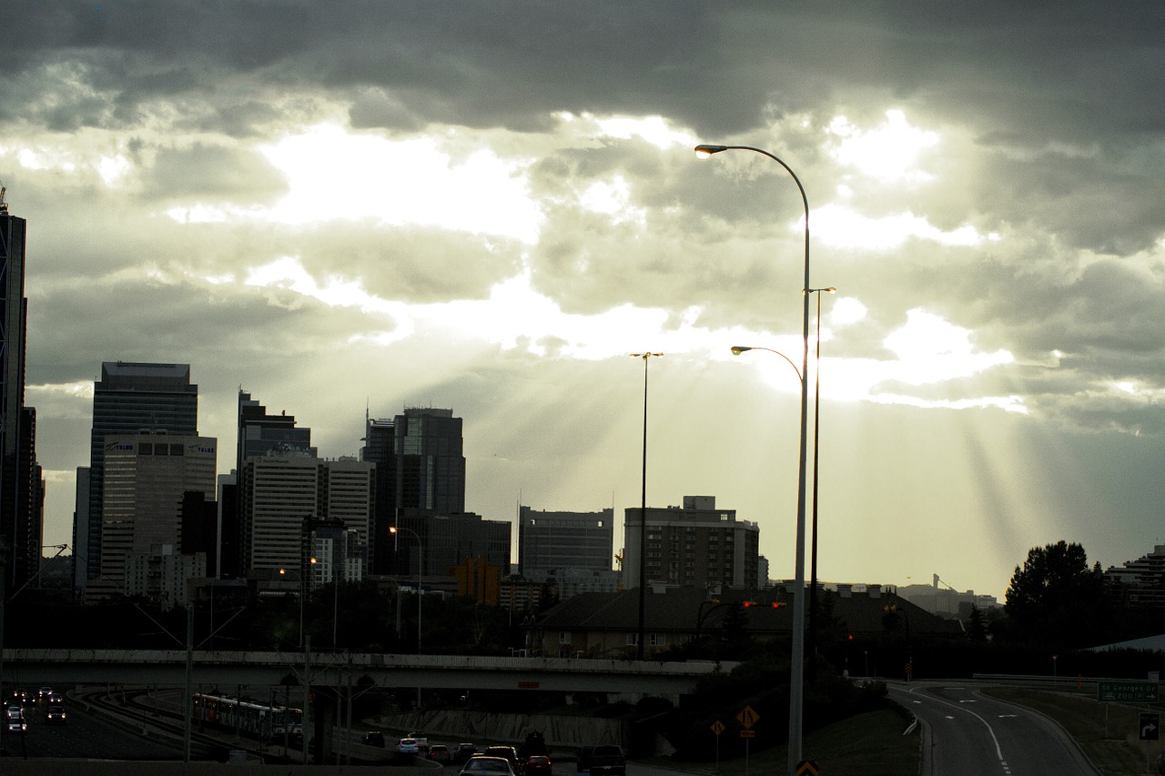 calgary sunset downtown free photo