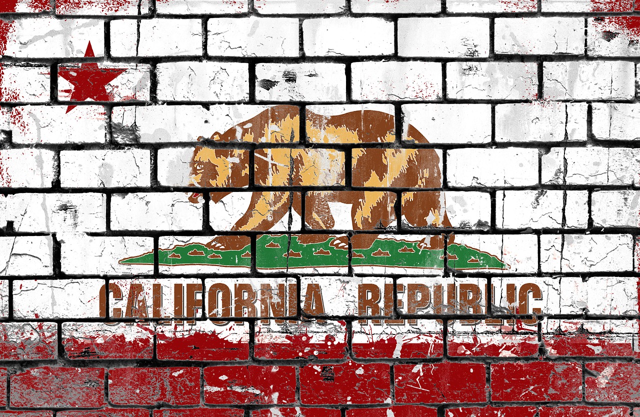 california flag brick wall free photo