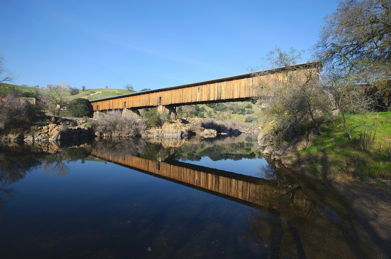 california covered bridge historical free photo