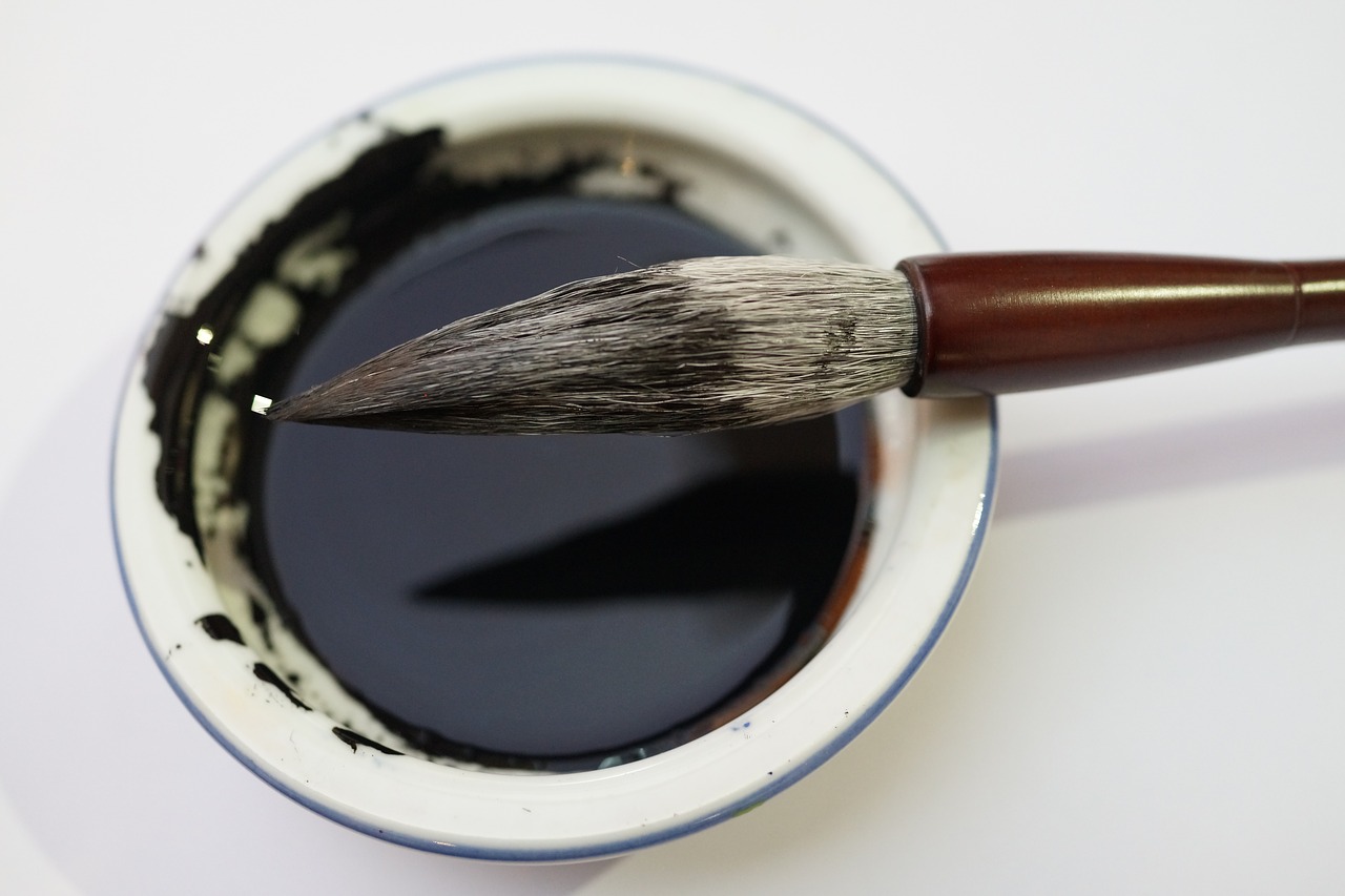 calligraphy brush ink well chinese calligraphy free photo