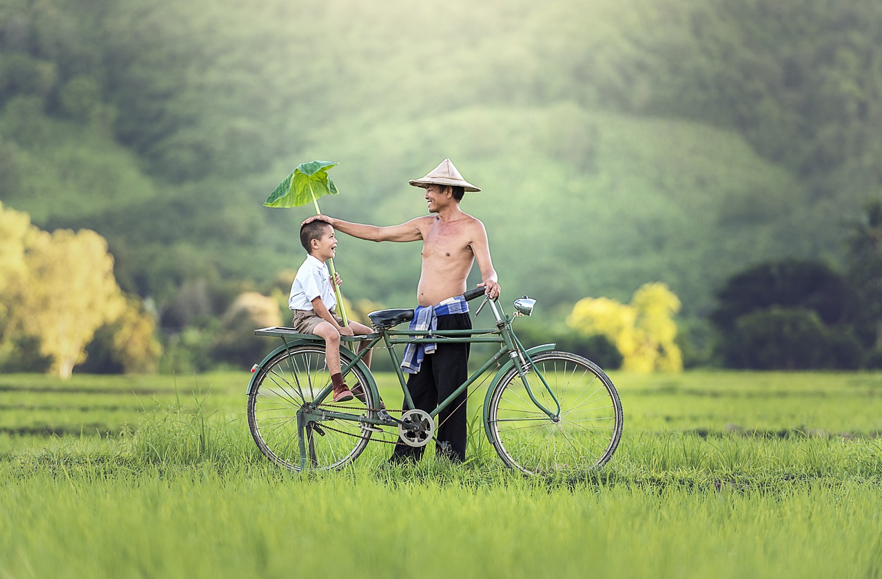 bicycle his son relationship free photo
