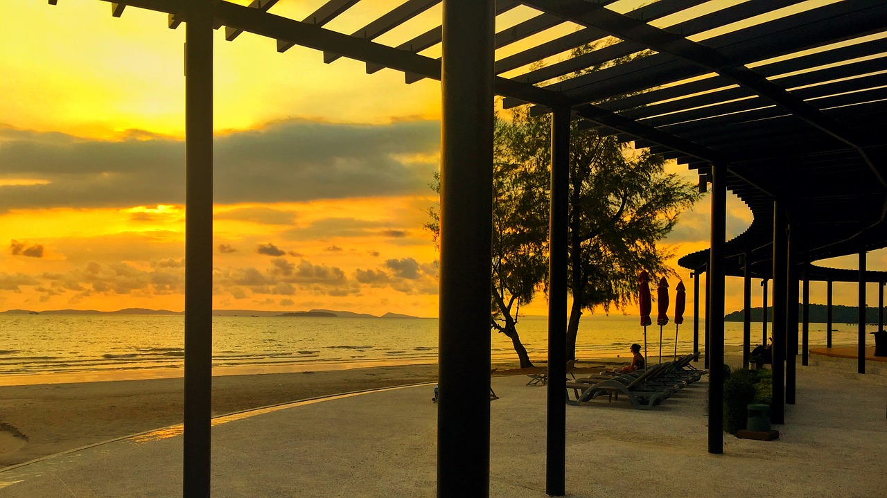 cambodia independence beach sunset free photo