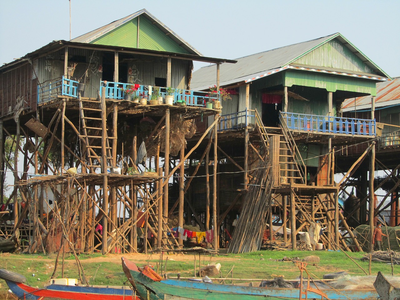 cambodia kampong pluk fishermen houses free photo