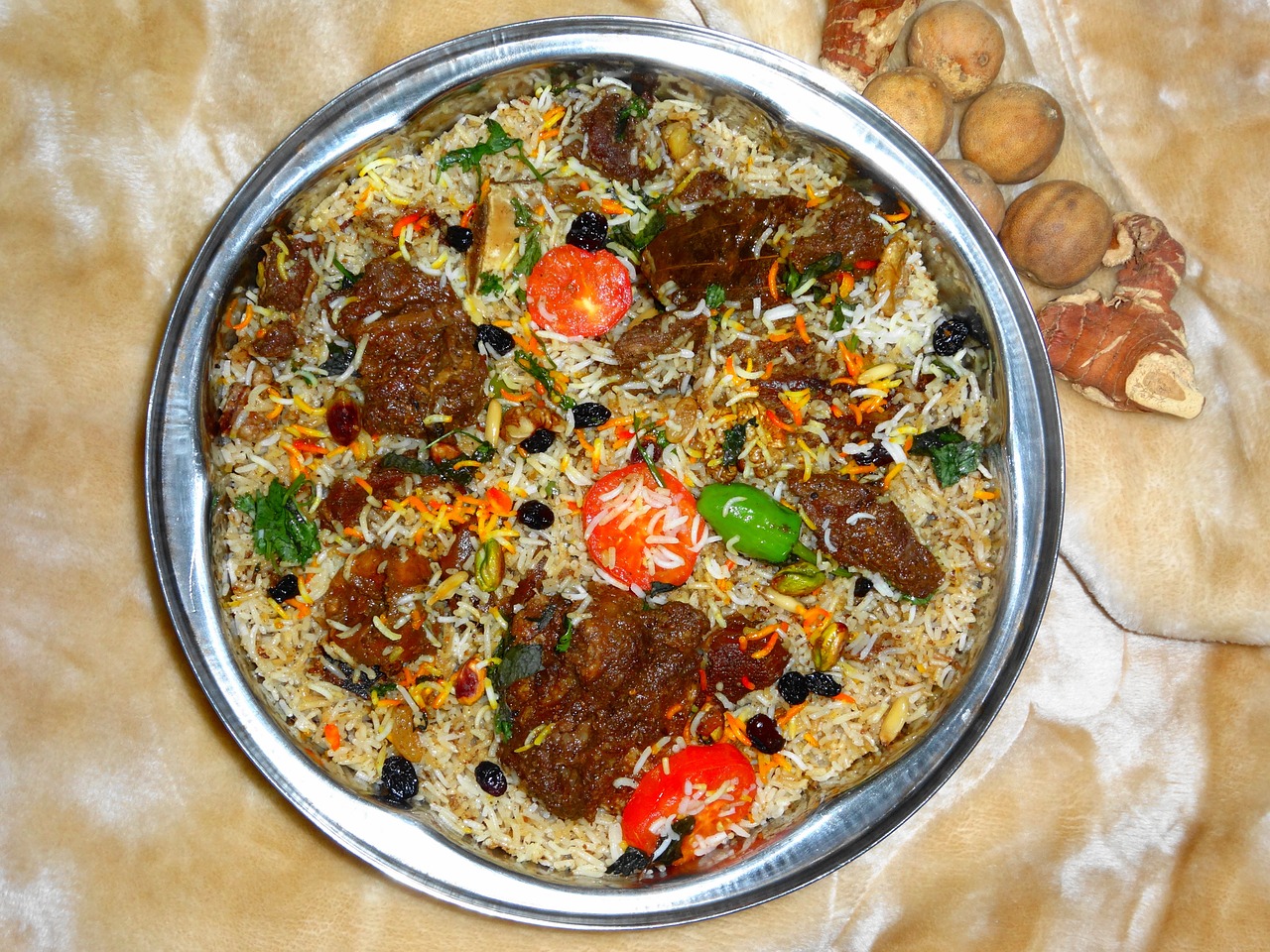 camel meat dish biryani free photo