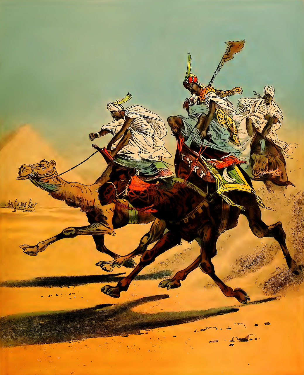 camels racing desert free photo