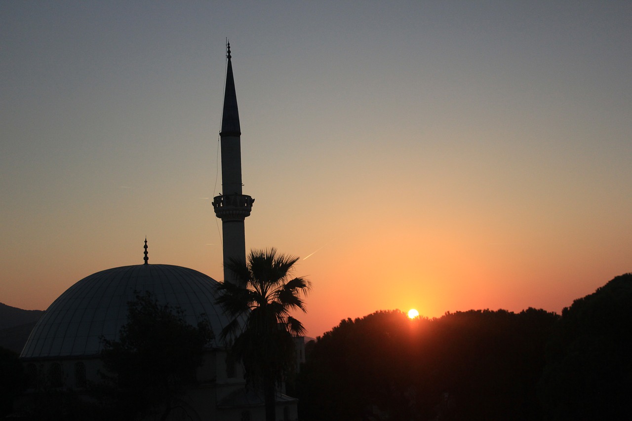 cami  sunset  minaret free photo