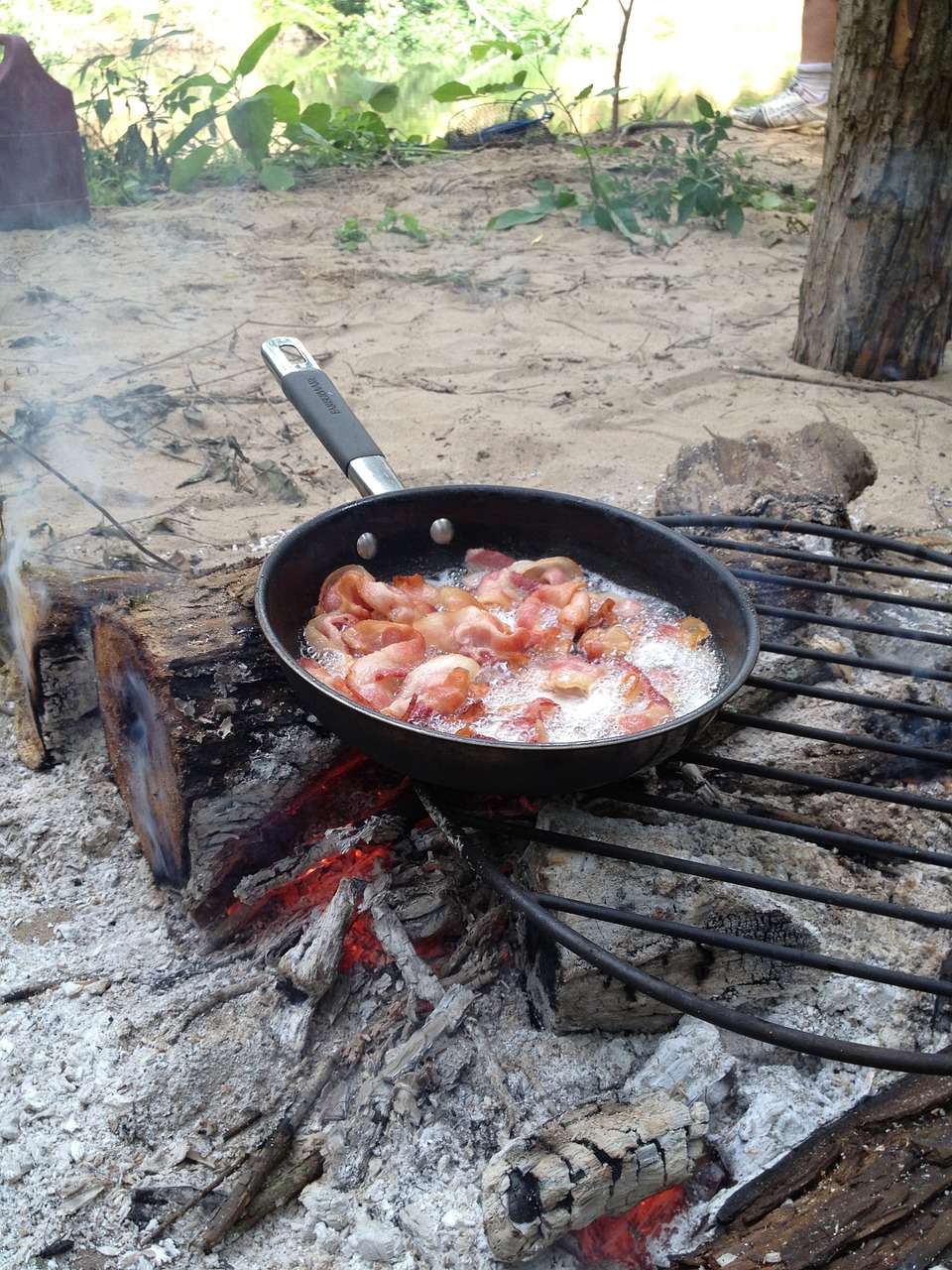 camp campfire campfire breakfast free photo