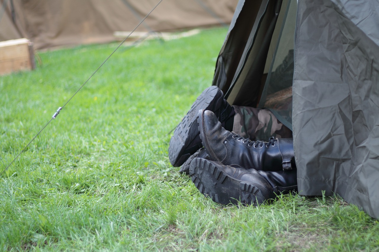 camp  tent  combat boots free photo