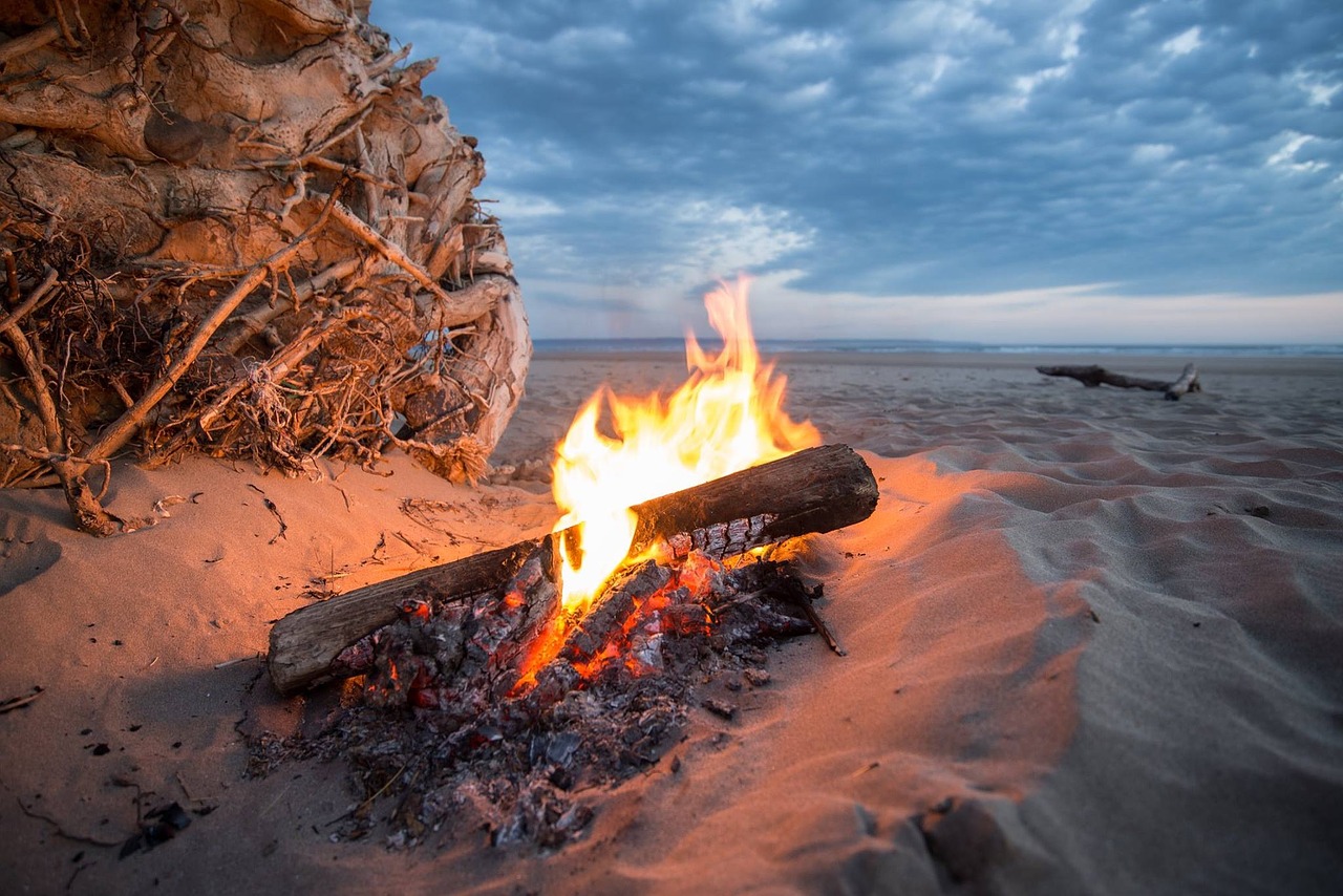 campfire fire beach free photo