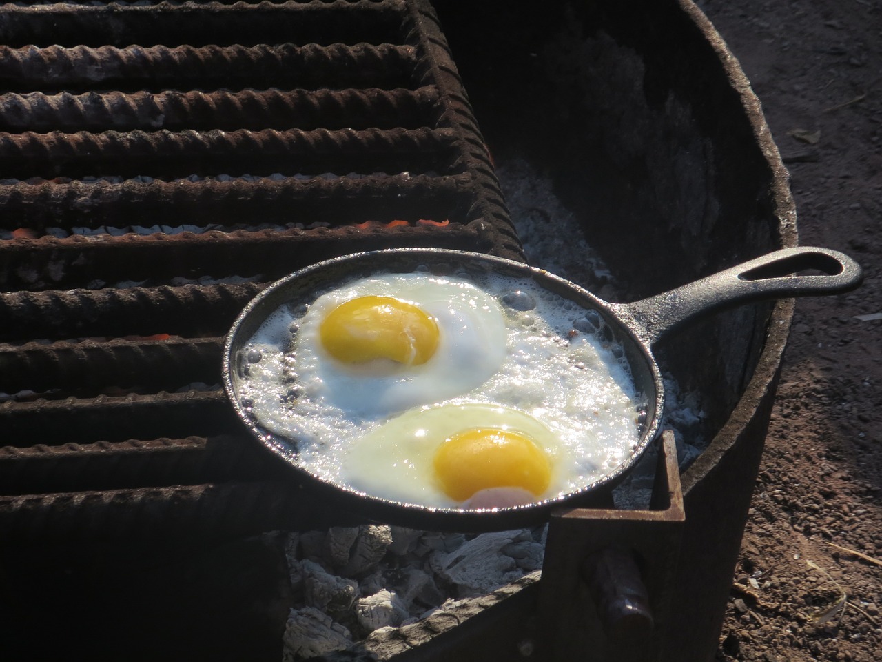 camping eggs breakfast free photo