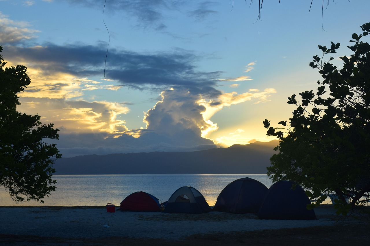 camping vacation beach free photo