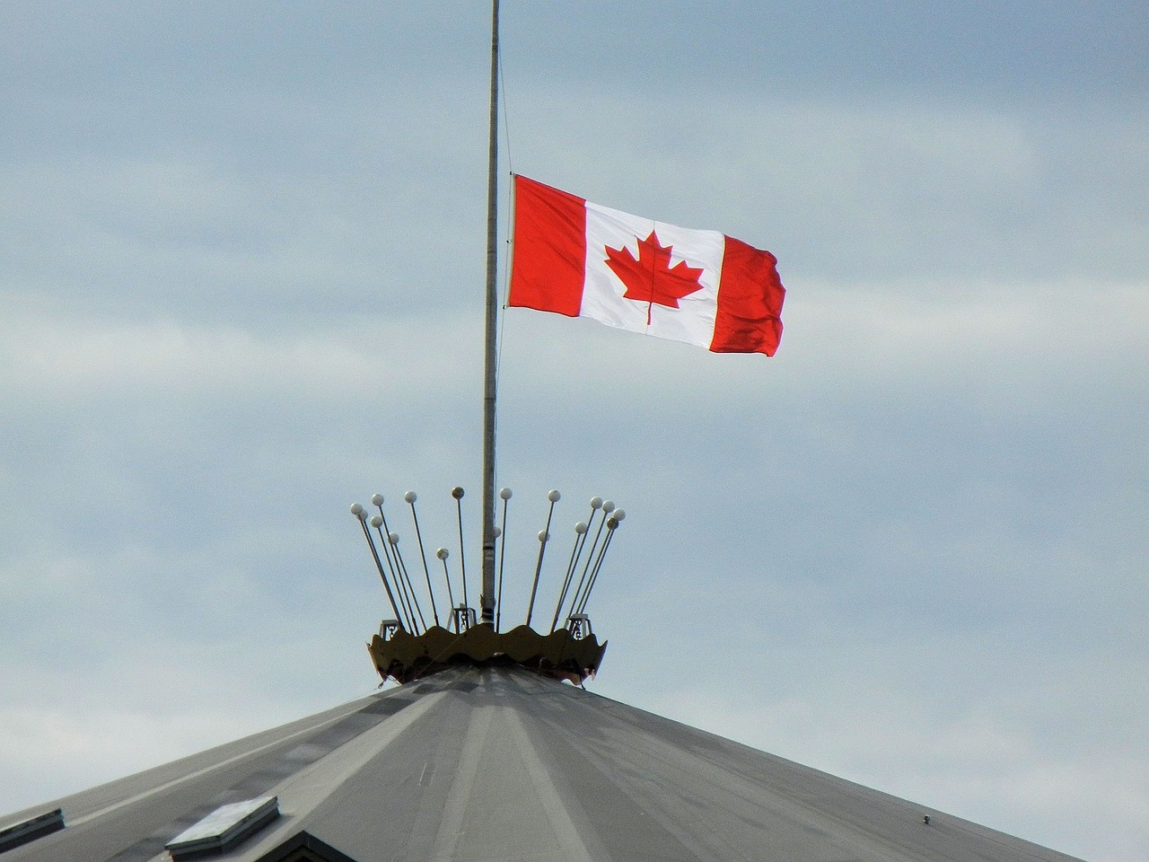 canadian flag half mast canada free photo