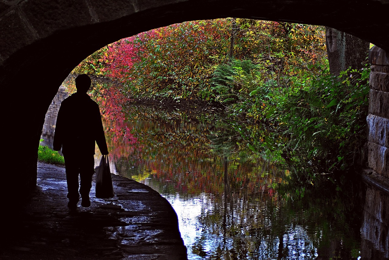 canal path person free photo