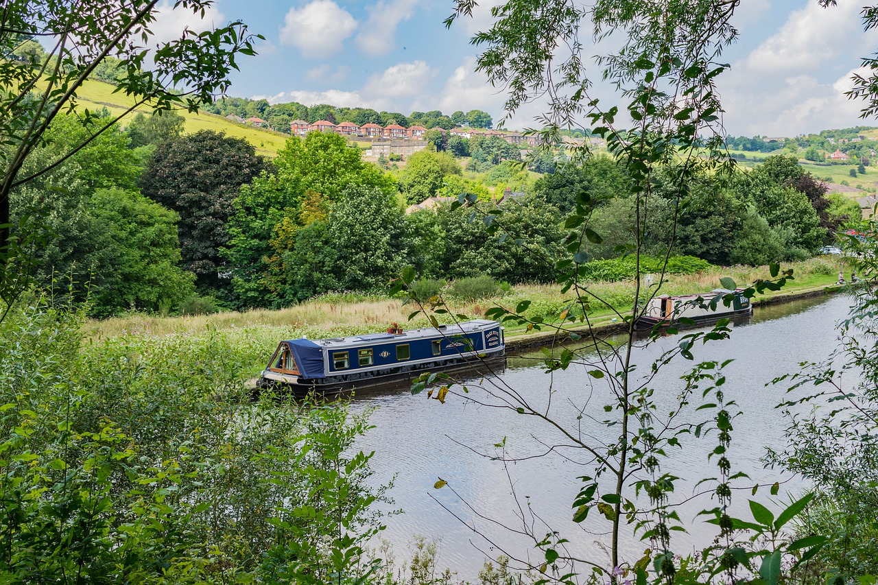 canal boat landscape free photo