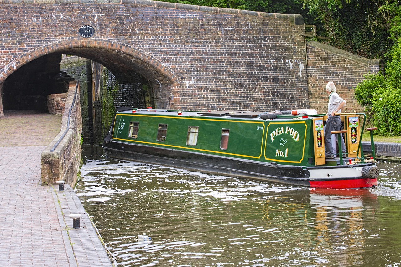 canal barge bridge free photo