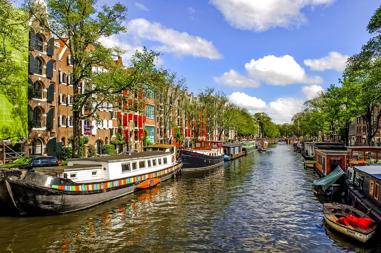 canal waterway barge free photo