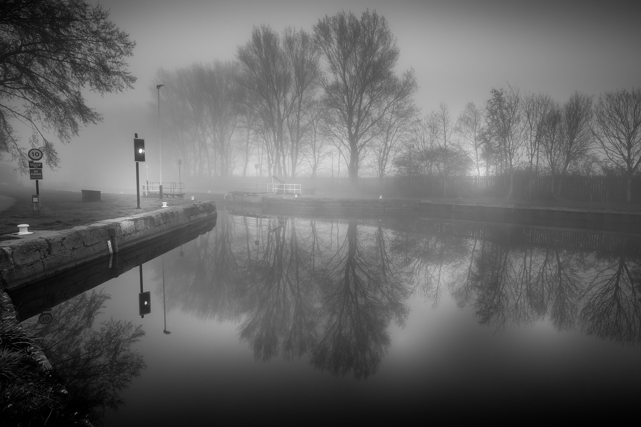 canal  reflections  mist free photo