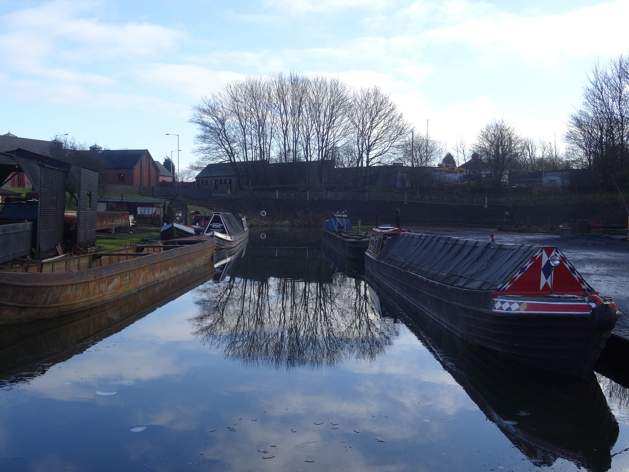 canal reflection tree free photo