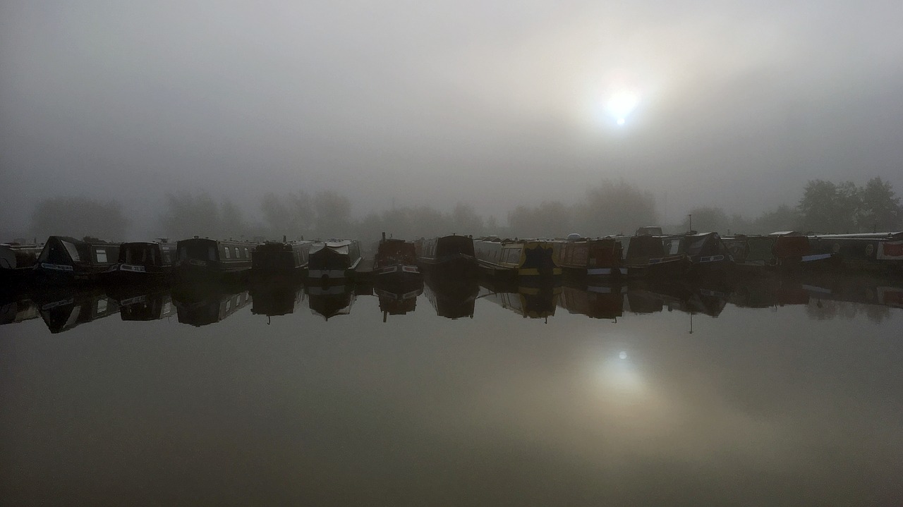 canal boat  canal boats  foggy free photo