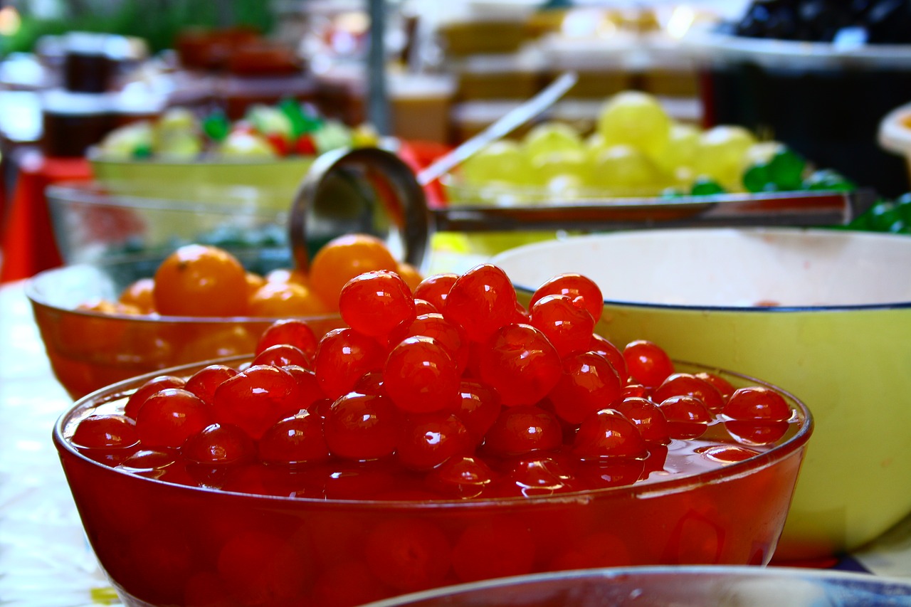 candied cherry market free photo