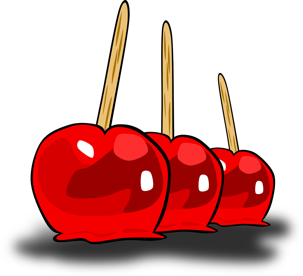 candied apples,canyd apples,caramel apples,apples,apples on a stick,haloween treat,free vector graphics,free pictures, free photos, free images, royalty free, free illustrations, public domain