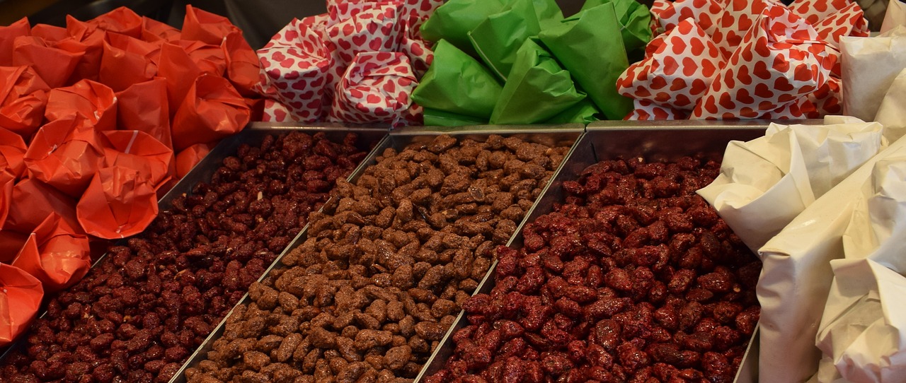candied nuts market colorful free photo