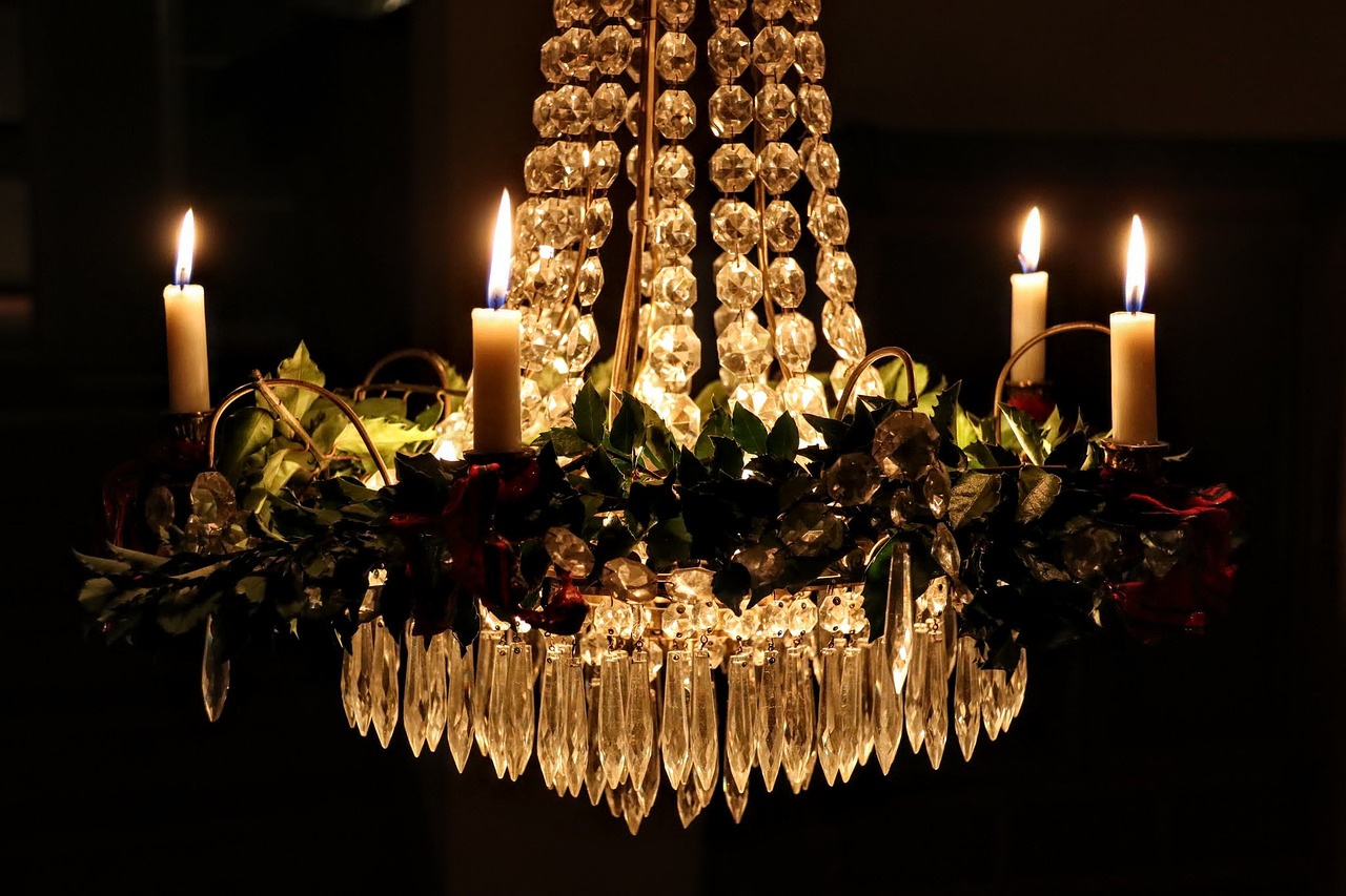 candlelight crystal chandelier christmas free photo
