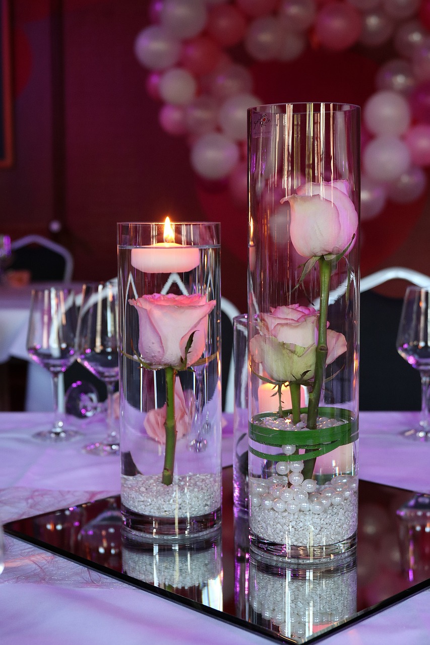 candles  flowers  table decorations free photo