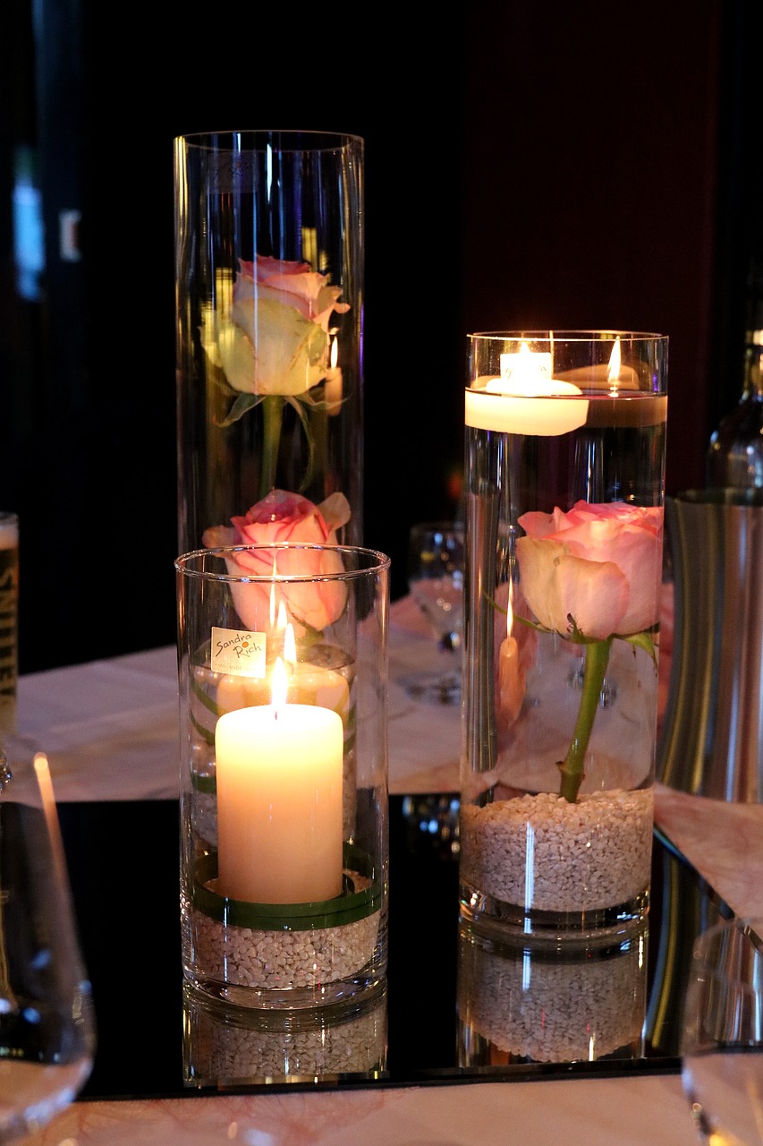 candles  flowers  table decorations free photo