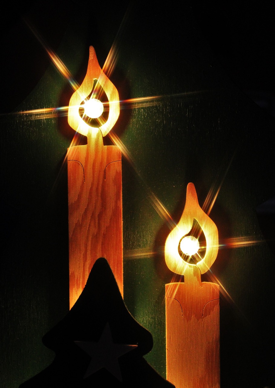 candles from wood christmas lamp free photo
