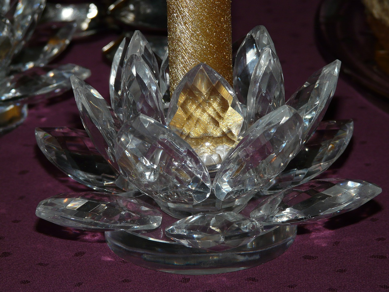 candlestick candle crystal glass free photo