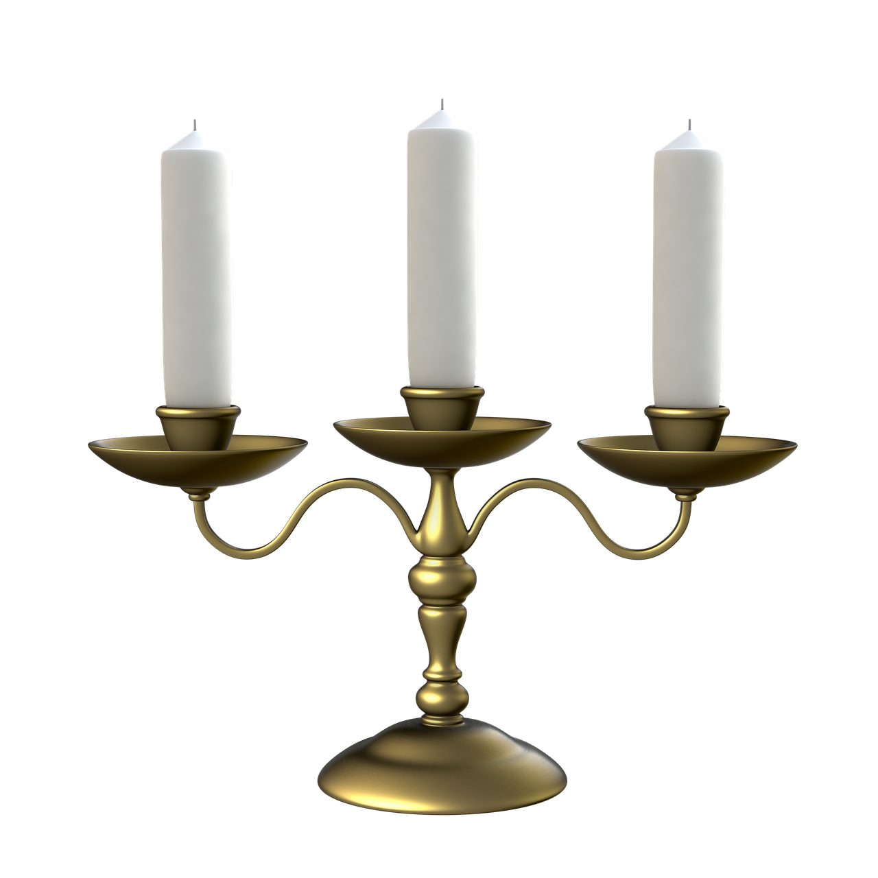 candlestick for three candles  transparent background  golden candlestick free photo