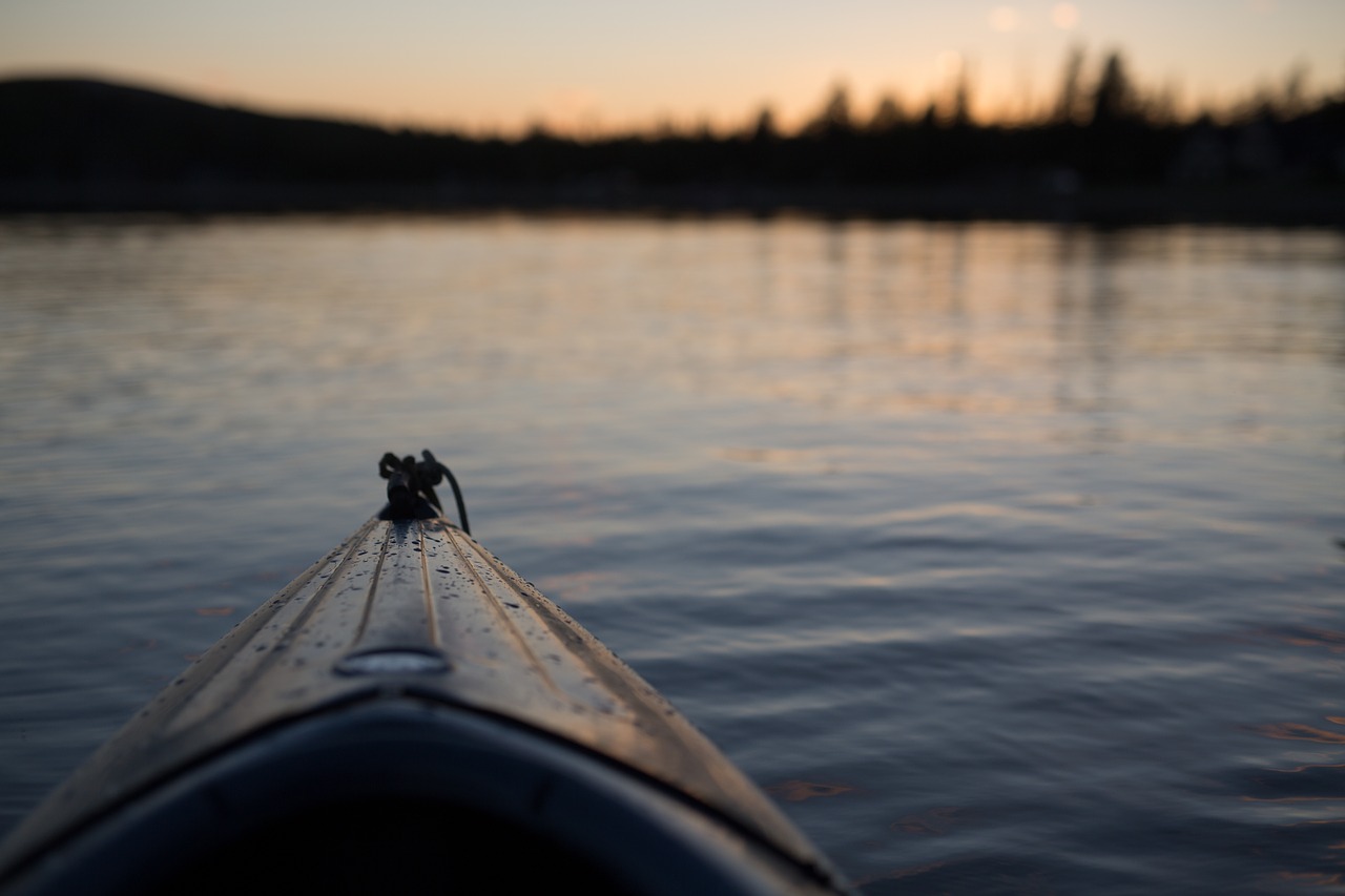 canoe lake sunset free photo