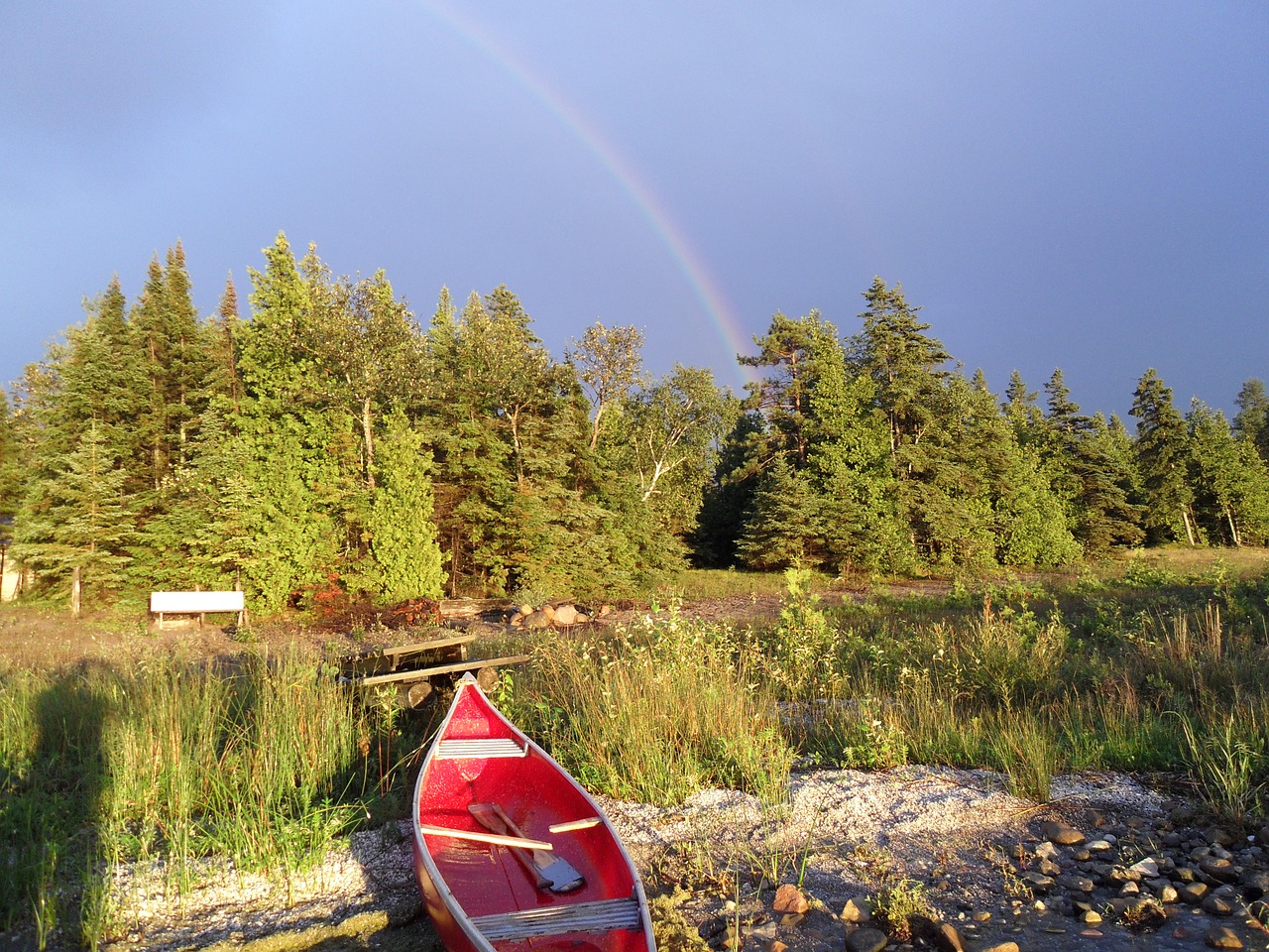 canoe canada rainbow free photo