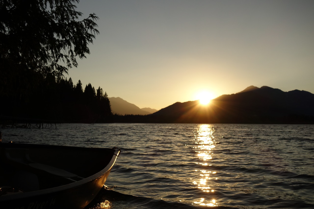 canoe  boat  sunset free photo
