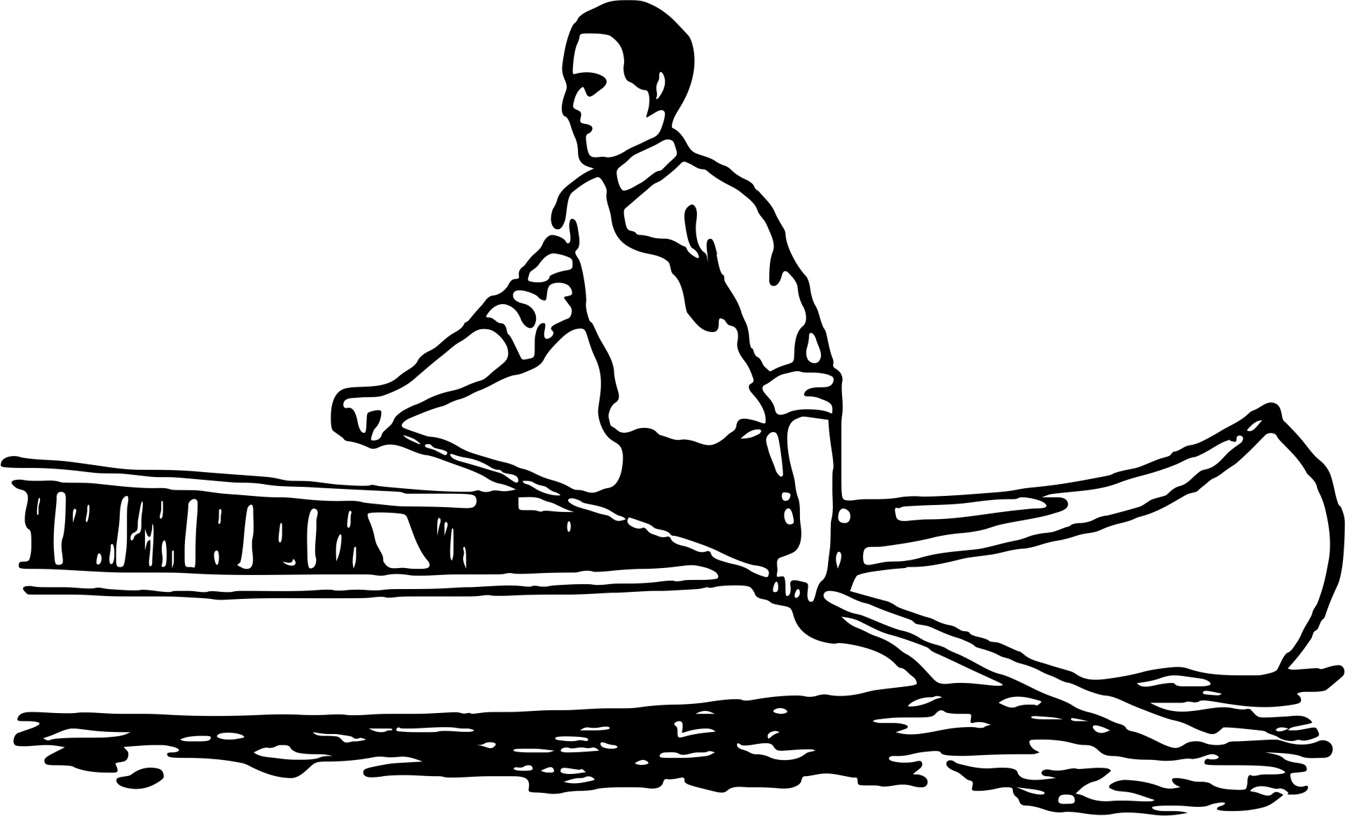 Человек в лодке с веслами