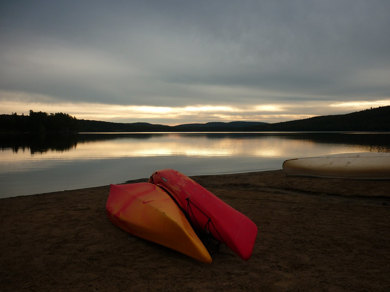 canoeing canada sunset free photo