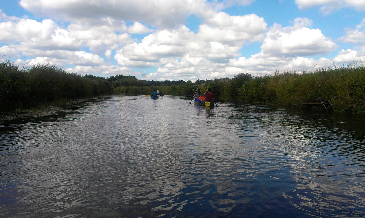 canoeing river landscape free photo