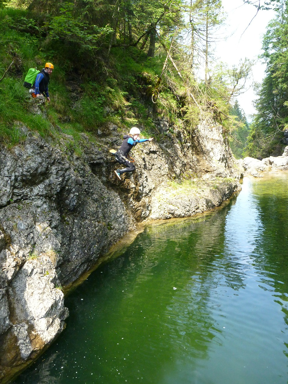 canyoning waterfall river free photo