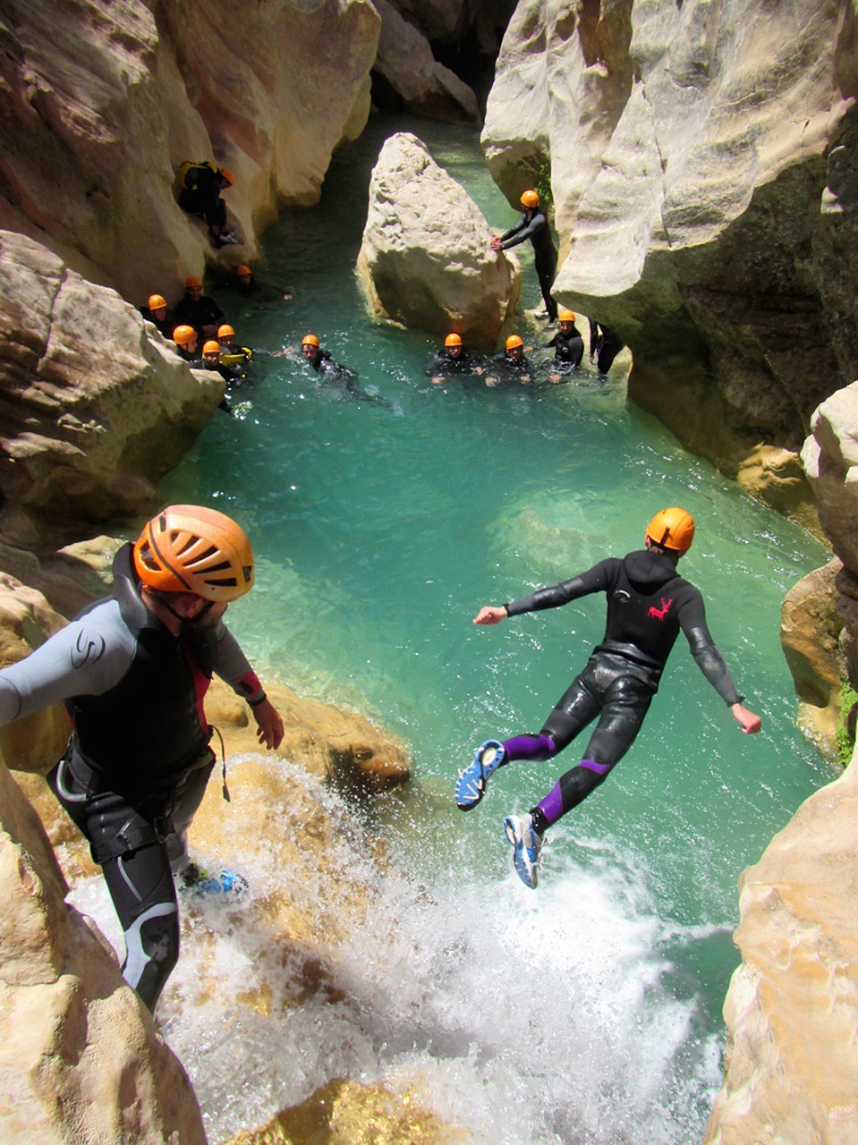 jump canyoning guara canyoning free photo