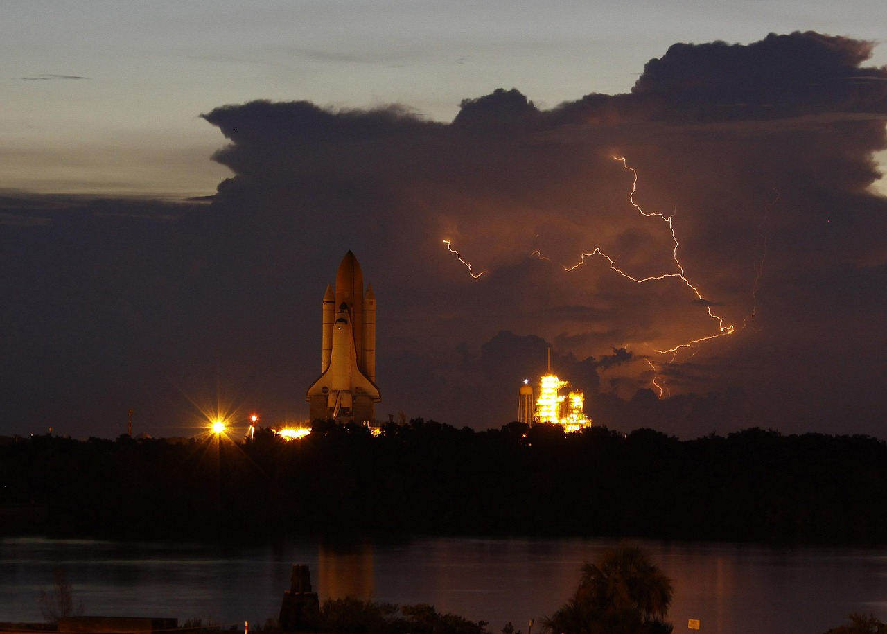 Edit free photo of Cape canaveral space shuttle launch pad lightning