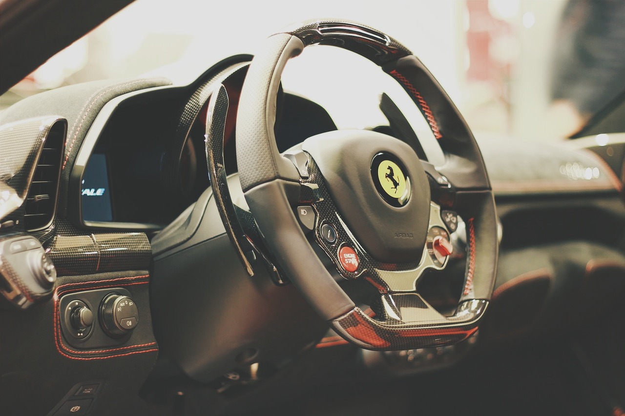 car sports car steering wheel free photo