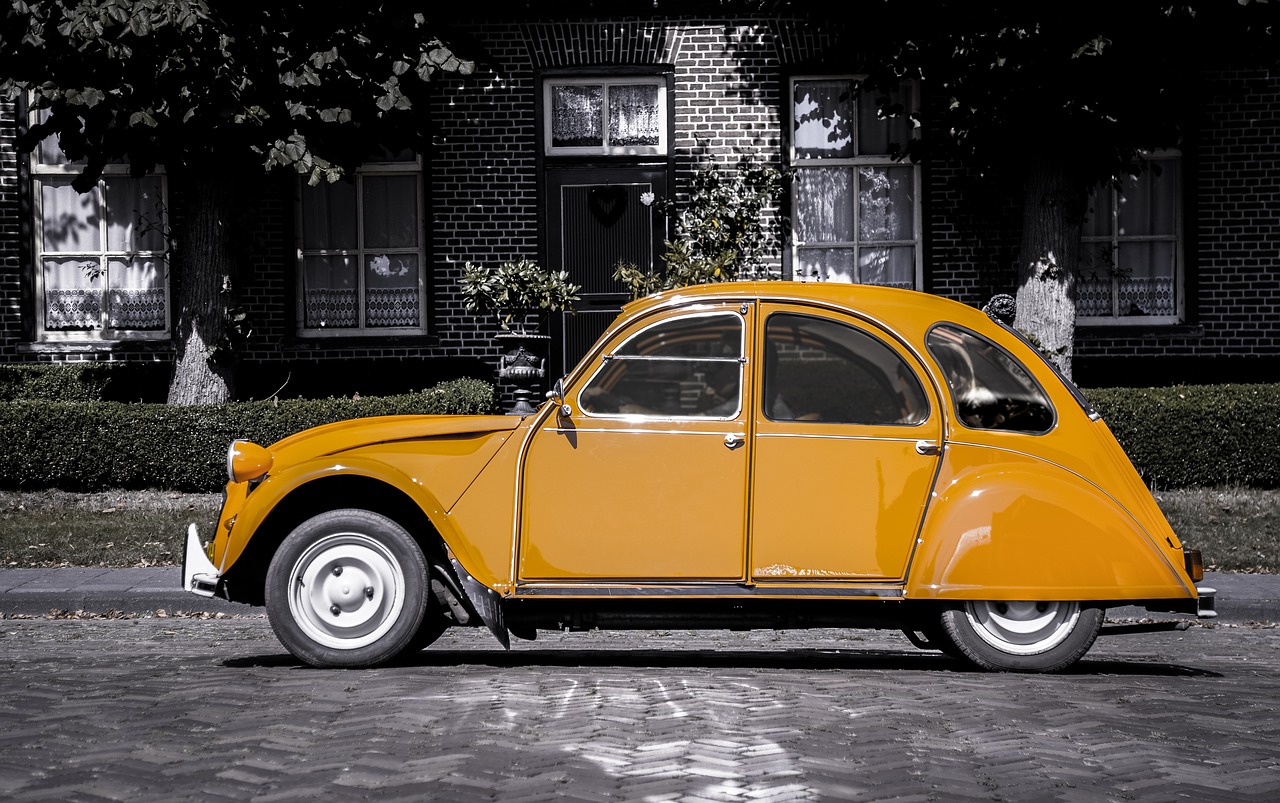 car orange grayscale free photo