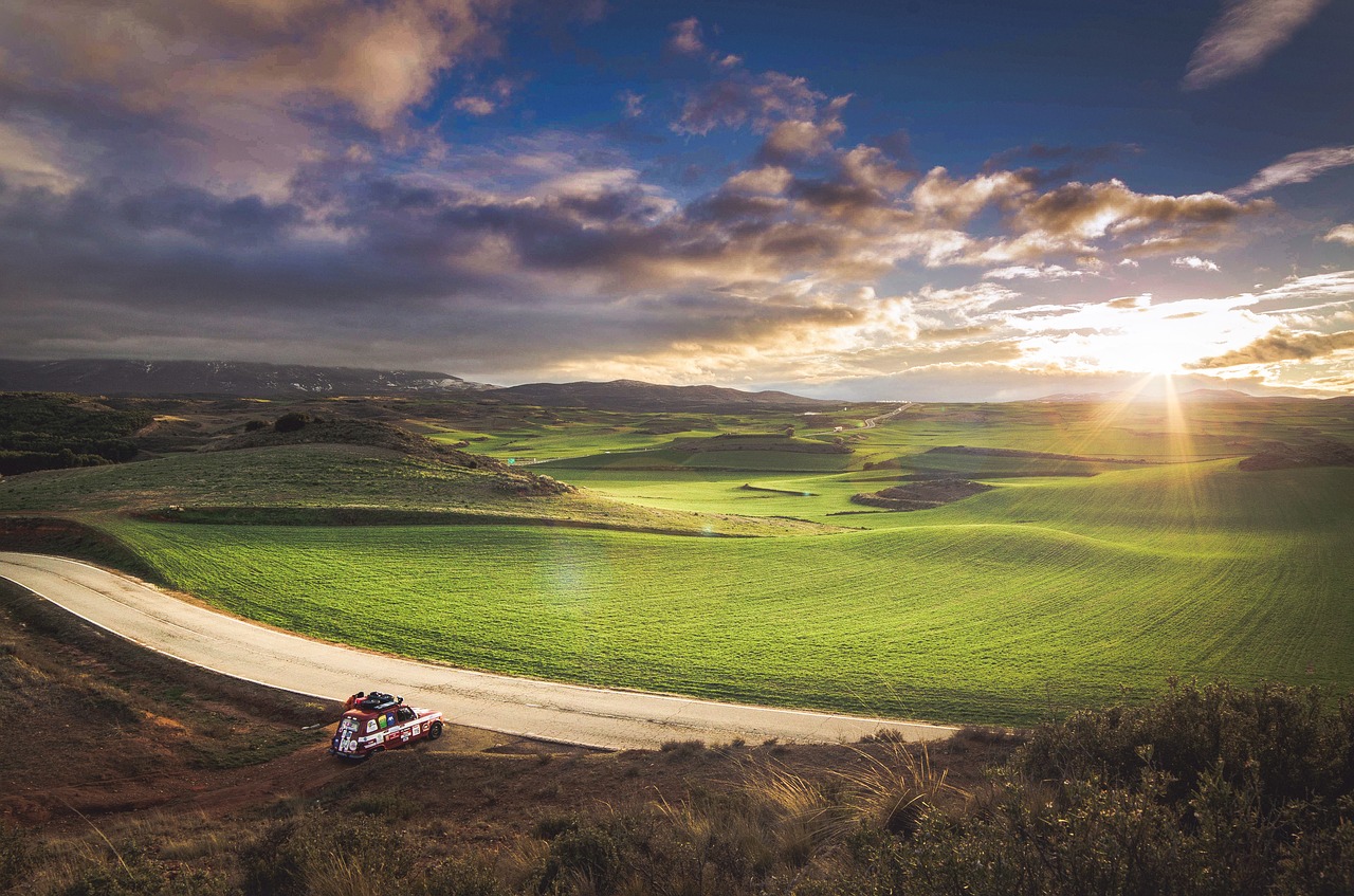 car clouds countryside free photo