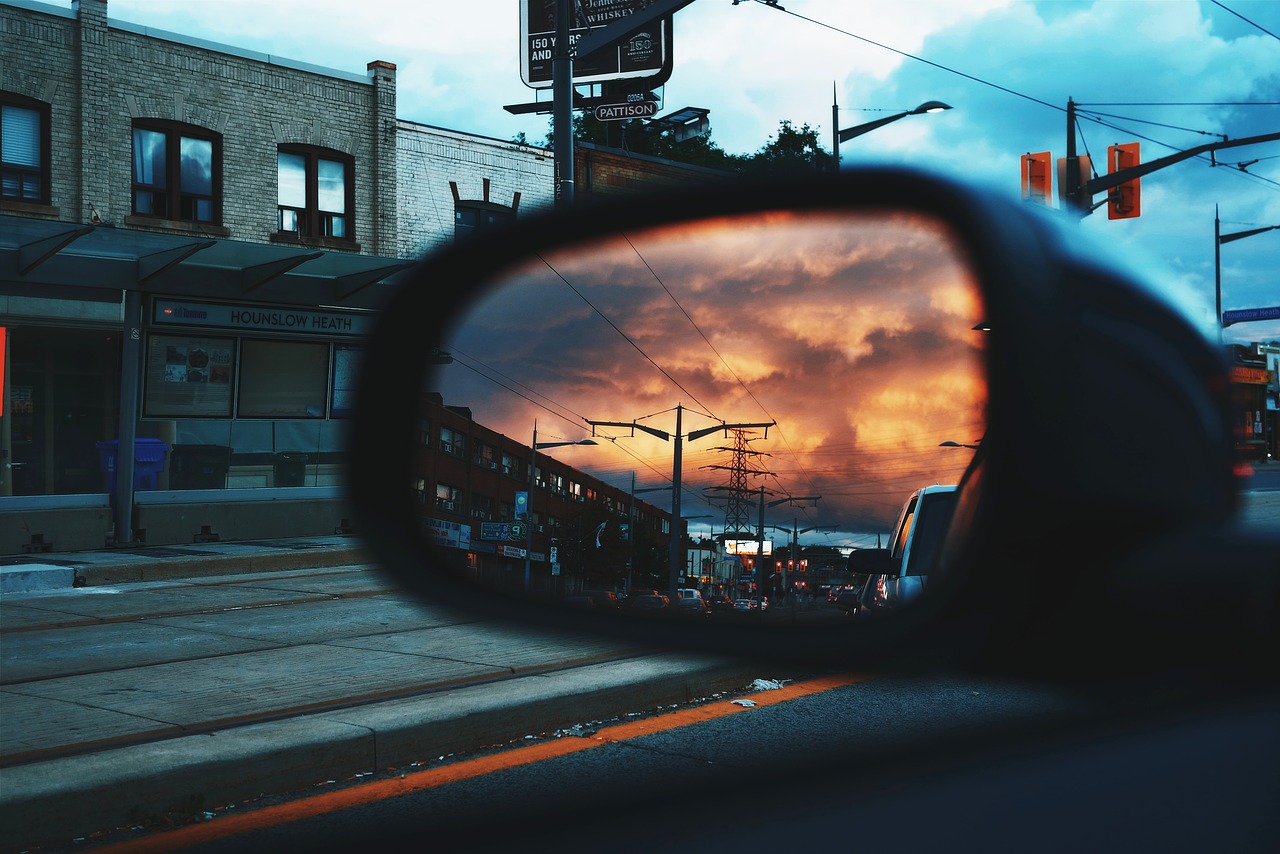 car mirror road free photo