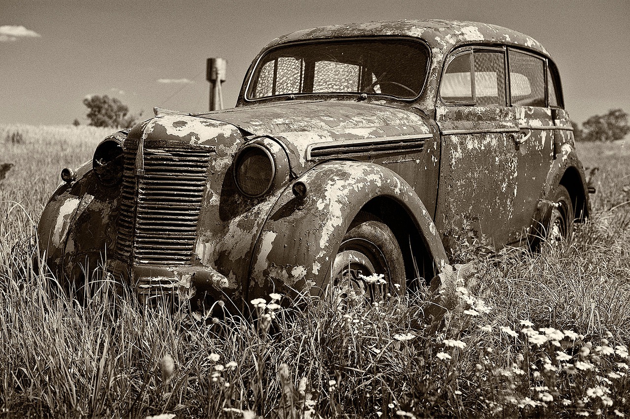 car the abandoned retro free photo