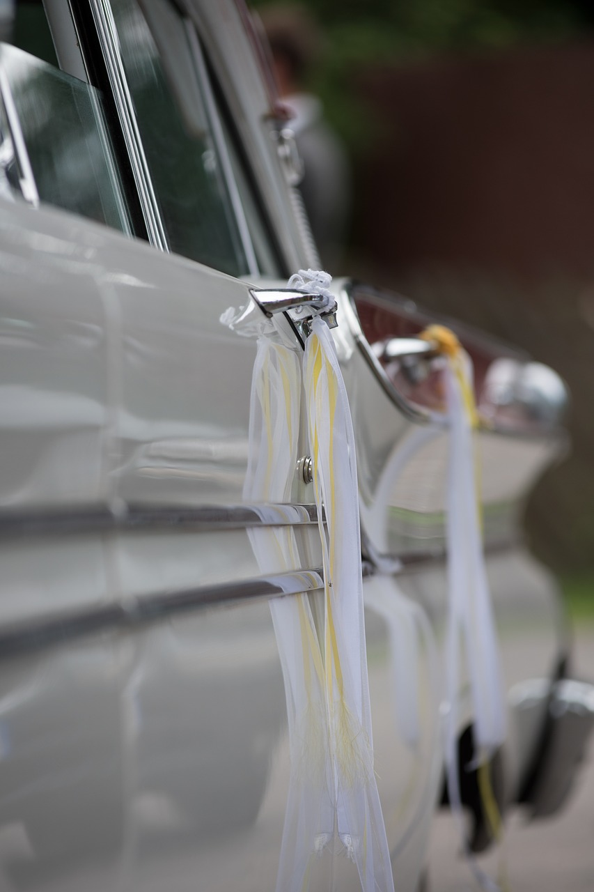 car  wedding  white free photo